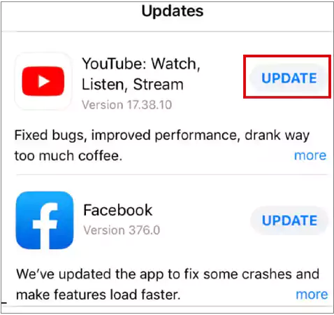 Update the YouTube App on iPhone