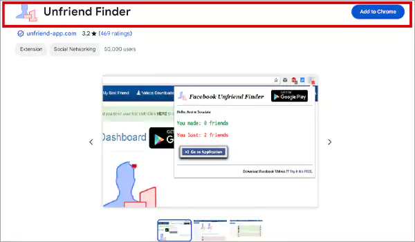 Install Unfriend Finder by Clicking Add to Chrome