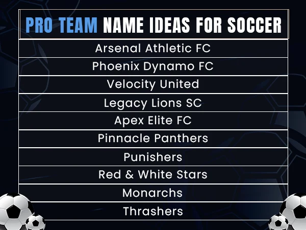 Pro Team Name Ideas for Soccer
