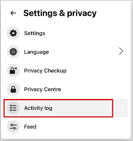 Select Activity Log option