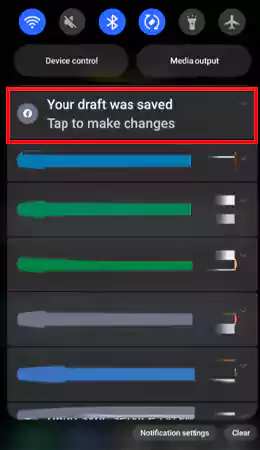 your draft was saved