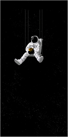Hanging astronaut dynamic wallpaper for iPhone