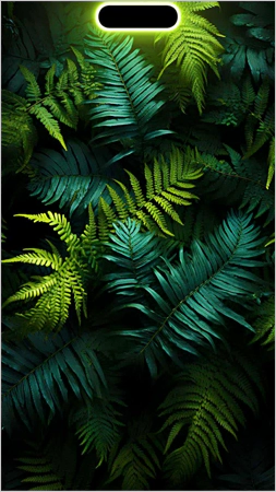 Neon green leaves dynamic wallpaper for iPhone