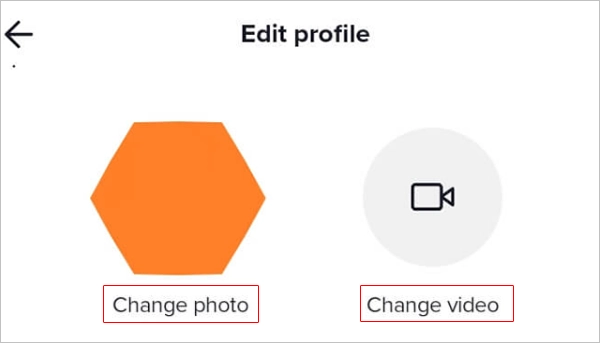 On the Edit profile page, tap ‘Change photo’ or ‘Change video’ option.