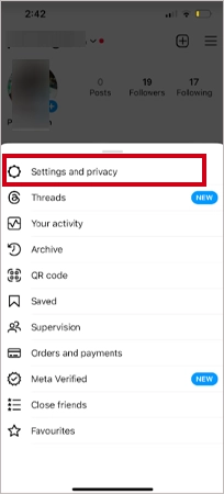 Select Settings and Privacy