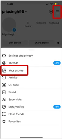 Select ‘Your Activity’ from the menu.