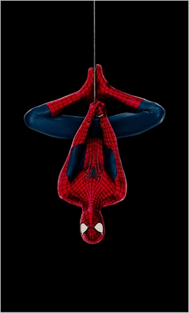 Spider-Man hanging upside down dynamic wallpaper for iPhone