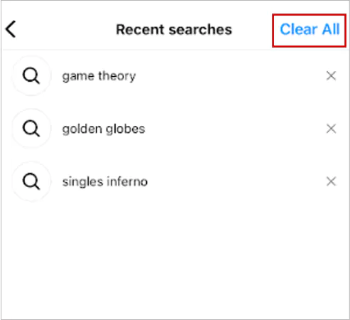 Tap Clear All to delete your entire search history