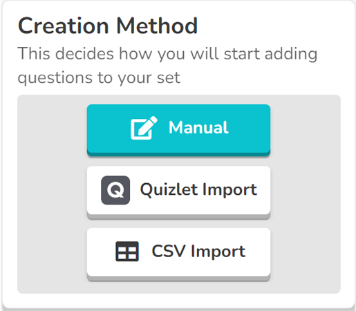 Choose from the creation methods
