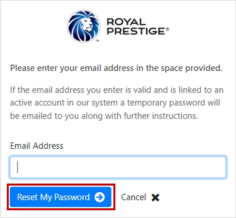 Click on Reset My Password