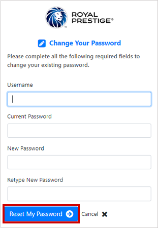 Enter details and select Reset My Password