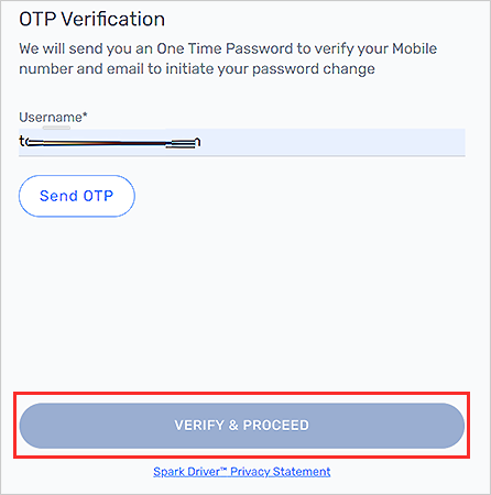 Enter the OTP and click on Verify & Proceed.