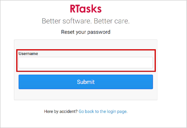 Enter the Username of your RTasks net account