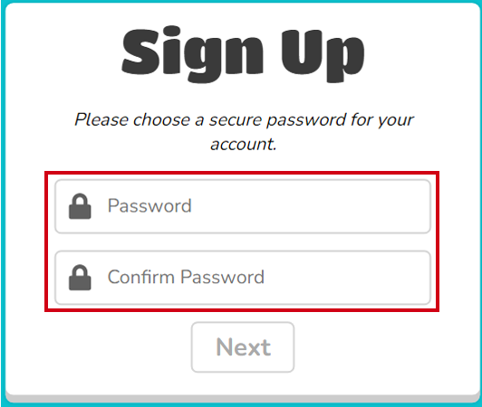Enter the password and confirm it