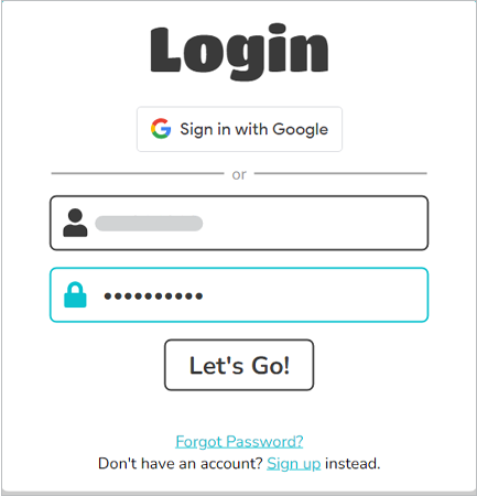 Enter username and passwords