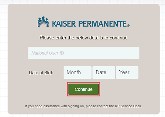 KP HR Connect Forgotten Password