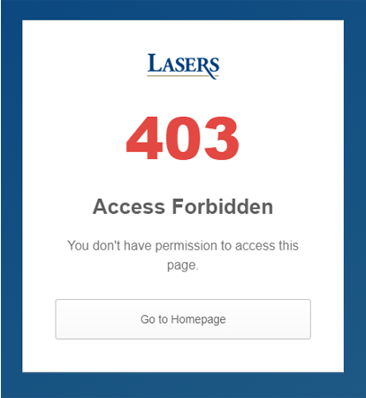 Lasers 403 login error