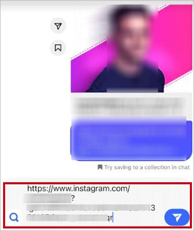Open the Conversation paste your Profile link and hit the Send icon