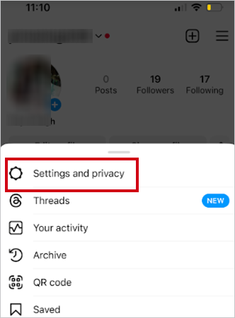 Tap Settings and privacy option from the menu