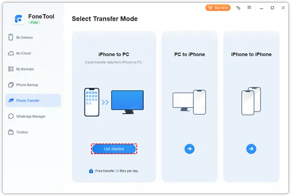 Phone Transfer page